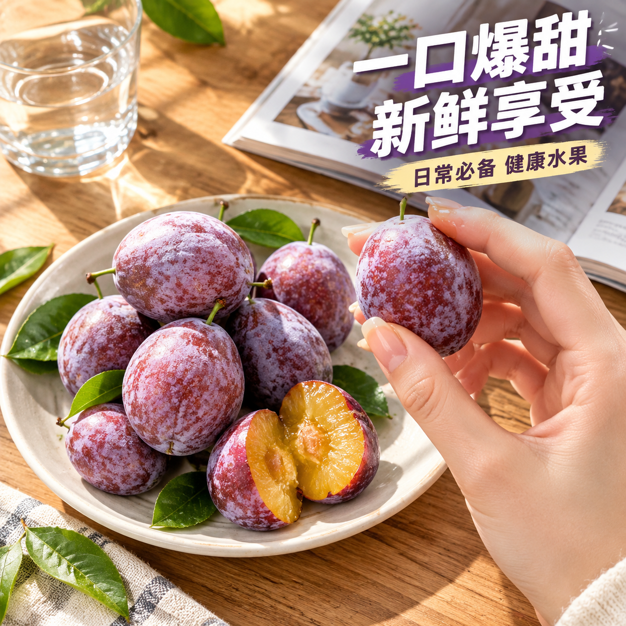 [主图-4] 新疆西梅生活场景体验，第一人称视角食用瞬间，代入… - 图片创意预览