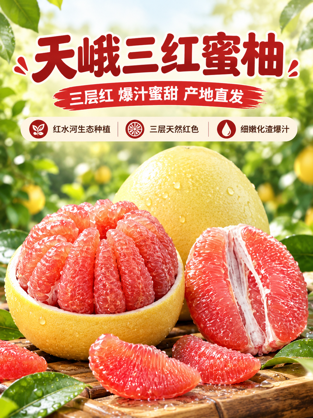[商品] 使用【图1】天峨三红蜜柚；保留蜜柚外形、玫瑰红色果肉… - 图片创意预览