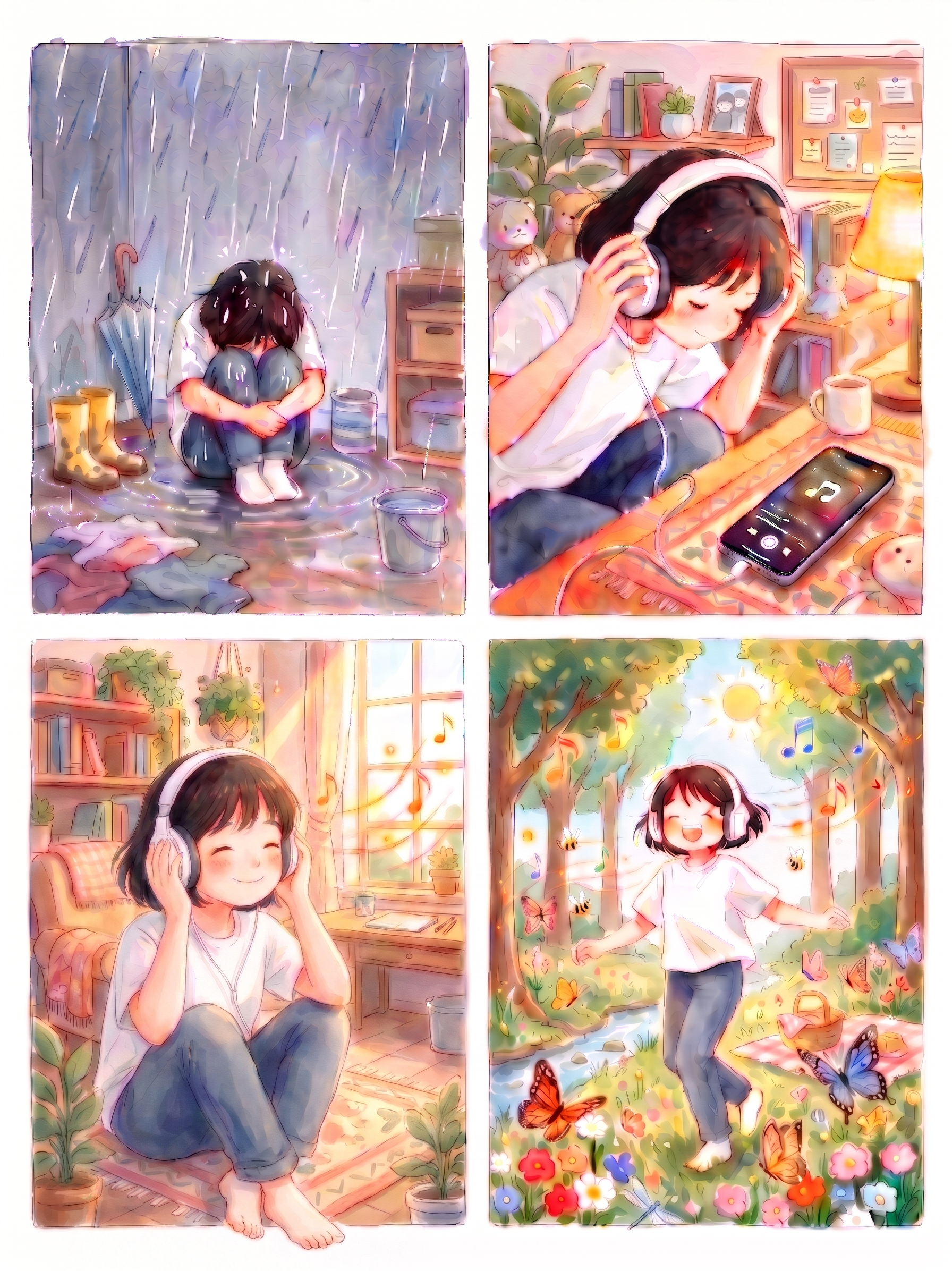 修改第三个格子，完整展示整个人物并露出脚部，保持人物原本姿势不… - 图片创意预览