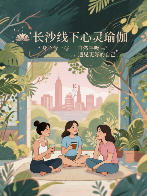 长沙线下心灵瑜伽的文字不要去掉，可以额外增加一些装饰的小字预览效果