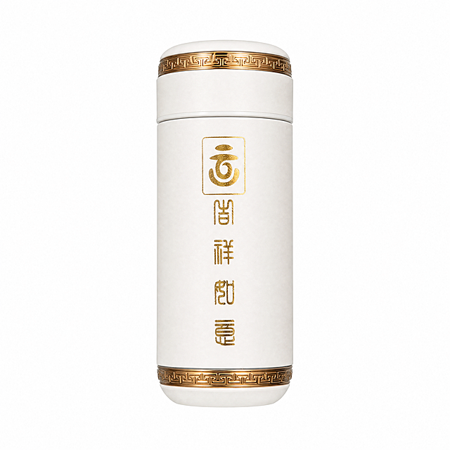 对图片中的保温杯进行精修，保持产品瓶身垂直居中，去除多余文字和手部元素，背景改为纯白色，图片比例1:1，分辨率4K，画质清晰干净，突出产品