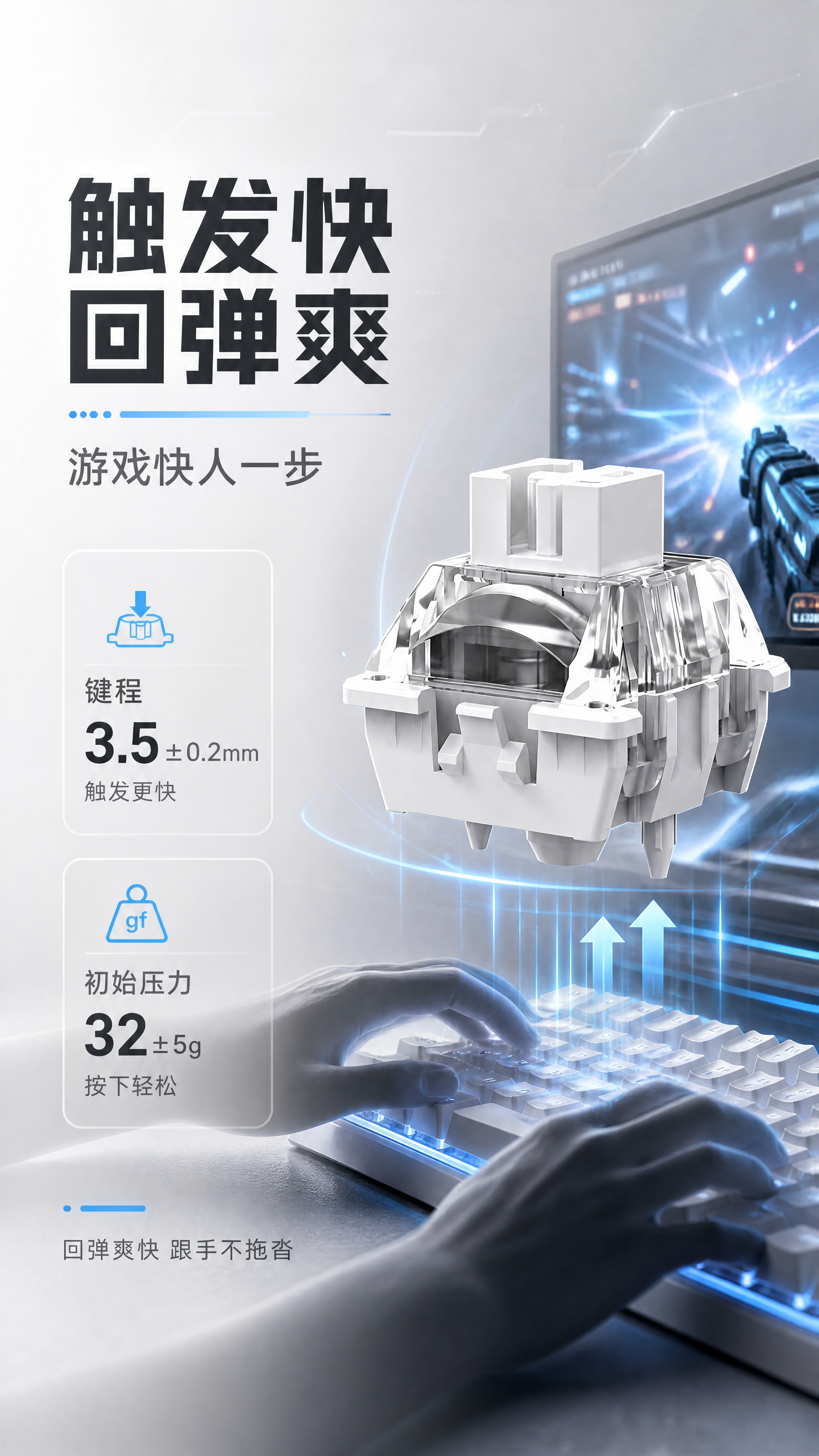 [商品] 使用【图1】雪见轴键盘轴体；保留白色轴心、透明上盖、… - 图片创意预览