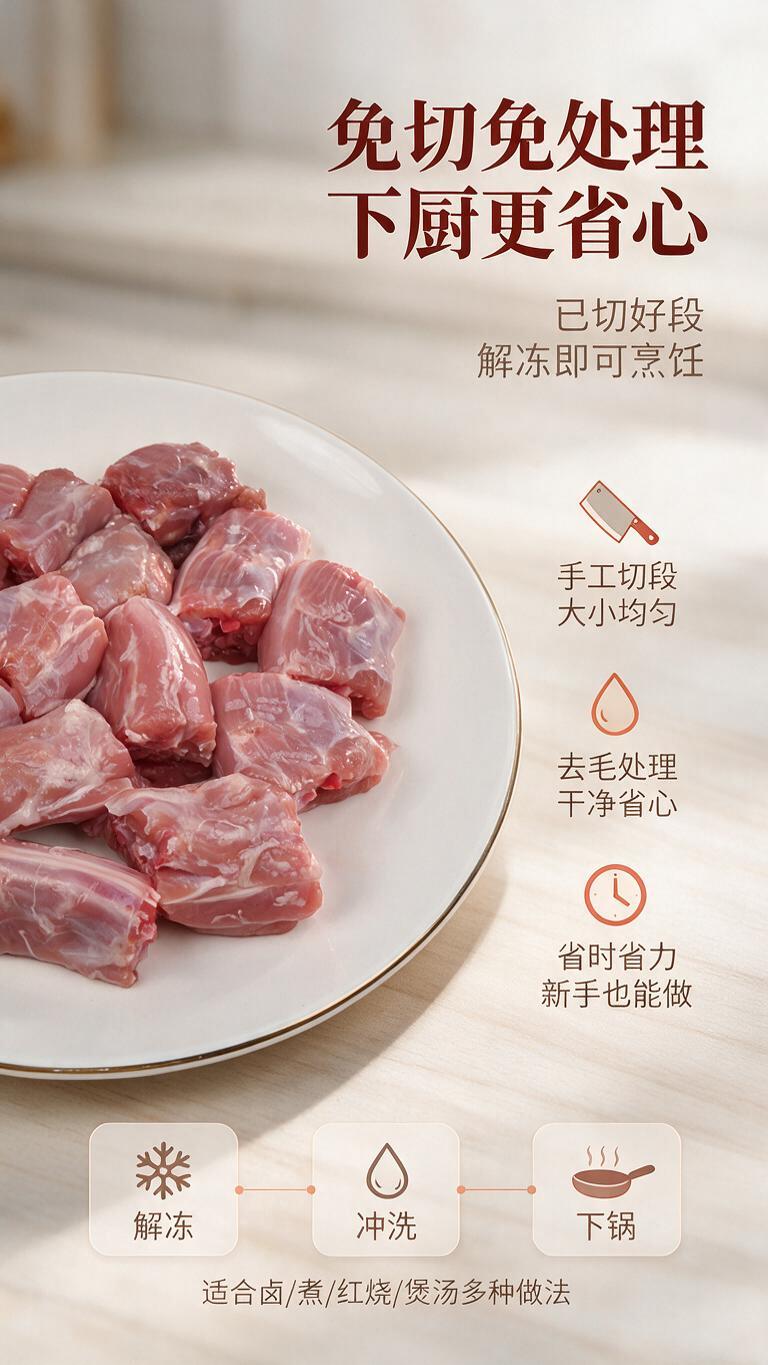 [商品] 使用【图1】新鲜冷冻鸭脖段；商品处理：保留鸭脖段的切… - 图片创意预览