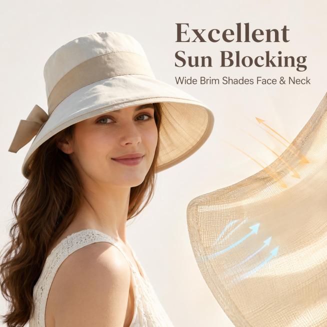 [Main Image 5] Sun protection function advantage display of beige sun hat
[Atmosphere Style] Functio预览效果