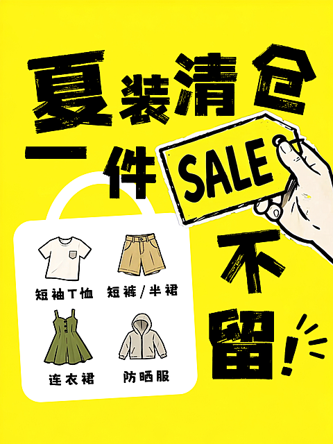 夏装服饰短袖短裙防晒服清仓活动小红书封面