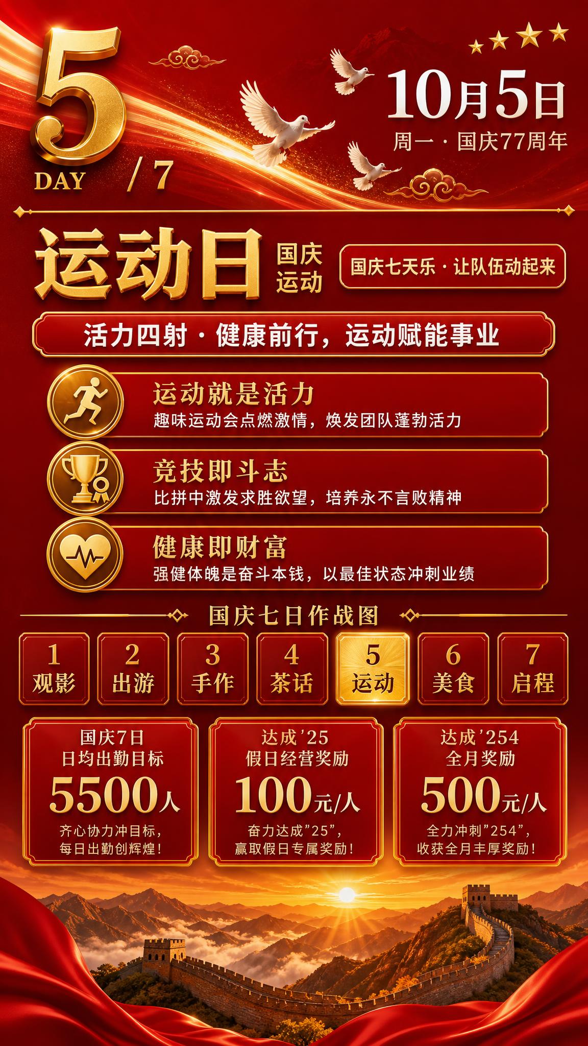 国庆主题竖版海报，红金大气风格，9:16竖版。顶部深红色渐变背… - 图片创意预览