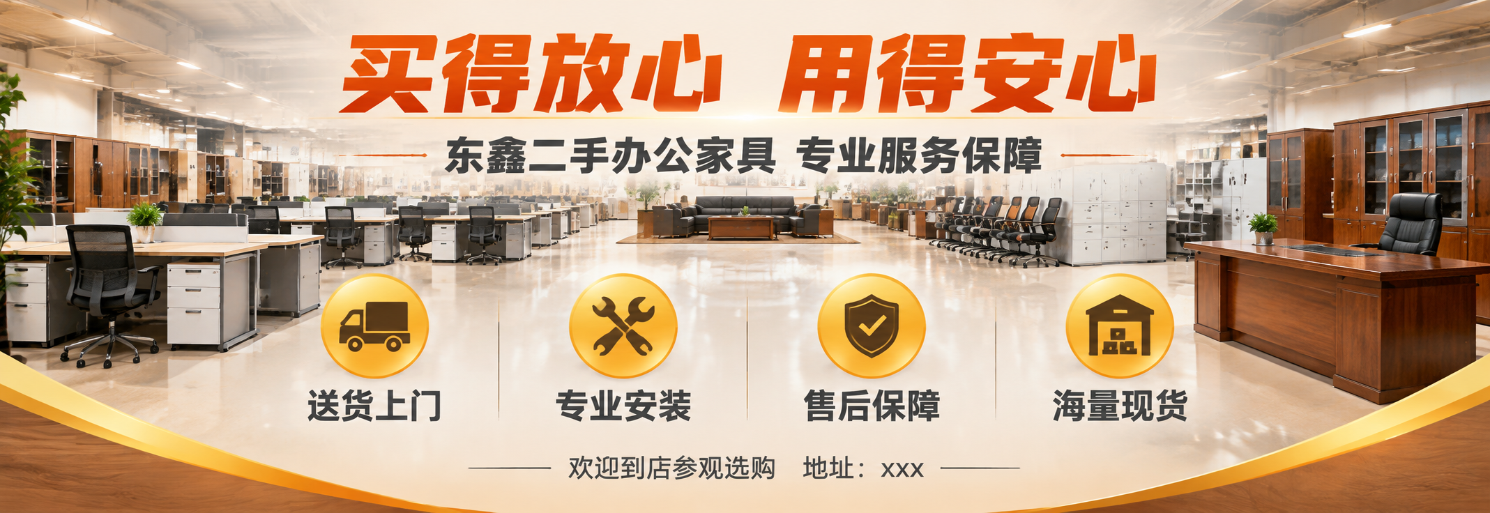 [主图-5] 东鑫二手办公家具城服务保障主图，消除购买顾虑，促… - 图片创意预览