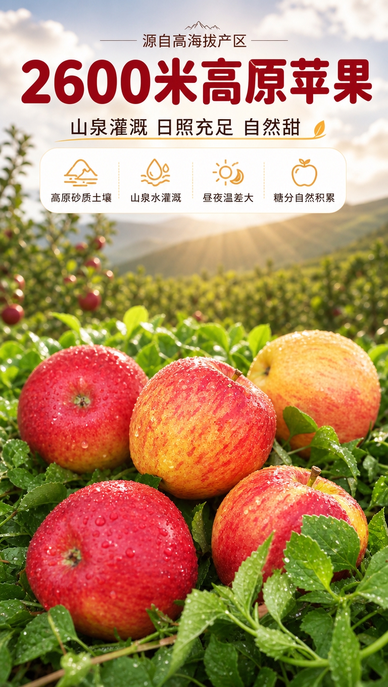 [商品] 使用【图1】高原红苹果；保留苹果真实形状、红黄渐变果… - 图片创意预览