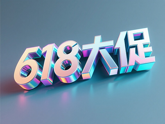 未来感3D风设计，大字霓虹灯效果，展现618大促的科技与活力。