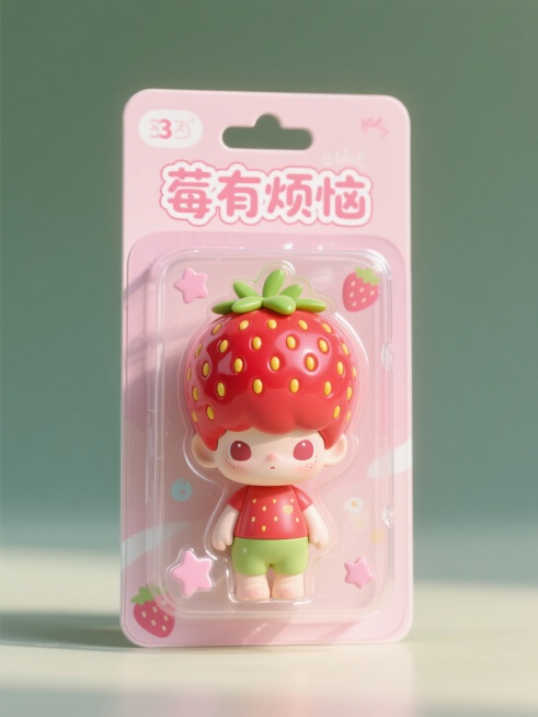 盒子上有描边文字“莓有烦恼”预览效果