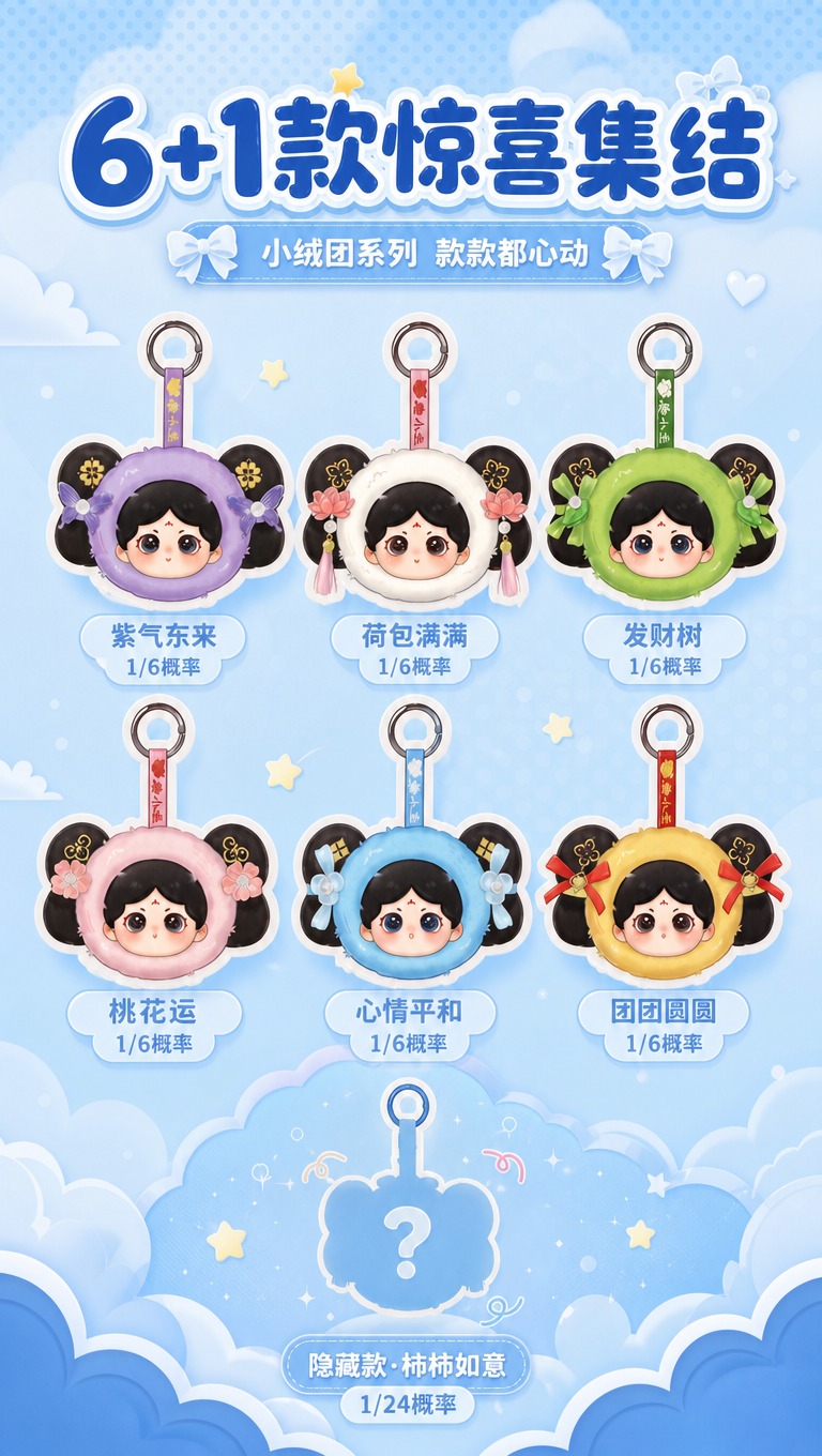 [商品] 使用【图3】唐小主小绒团系列盲盒款式展示面；保留6款… - 图片创意预览