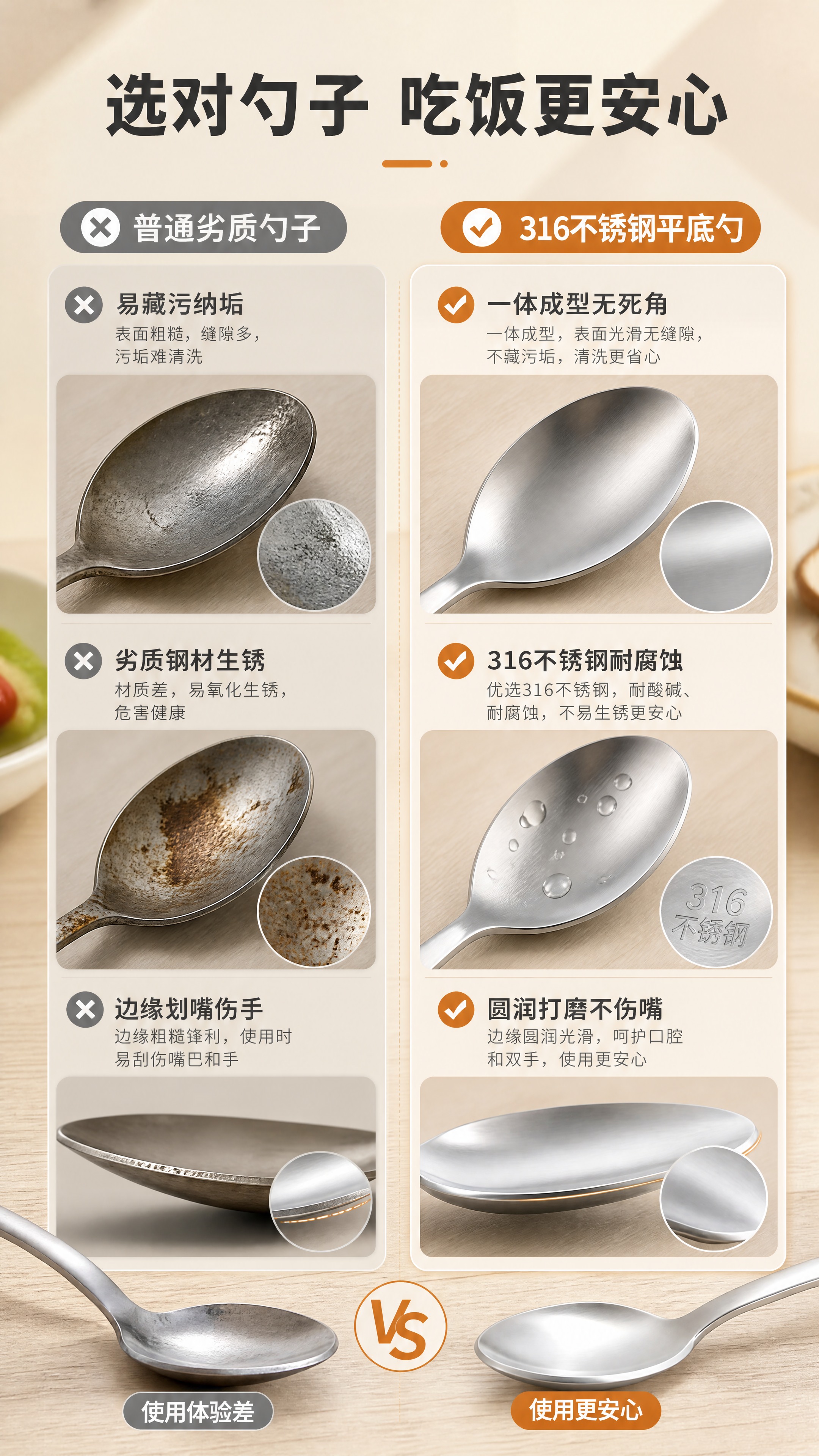 [商品] 使用【图1】316不锈钢平底勺；保留产品结构、哑光银… - 图片创意预览