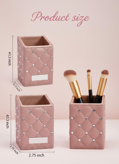 用图1制作包含主视图、侧视图及使用场景的尺寸标注图，背景为渐变玫瑰金，整体风格与参考图一致。尺寸为900*1200像素，图1的产品样子不能变预览效果