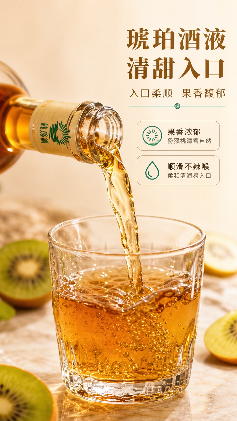 [商品] 使用【图1】黄荡湖猕猴桃酒；保留瓶身结构、酒液颜色、… - 图片创意预览