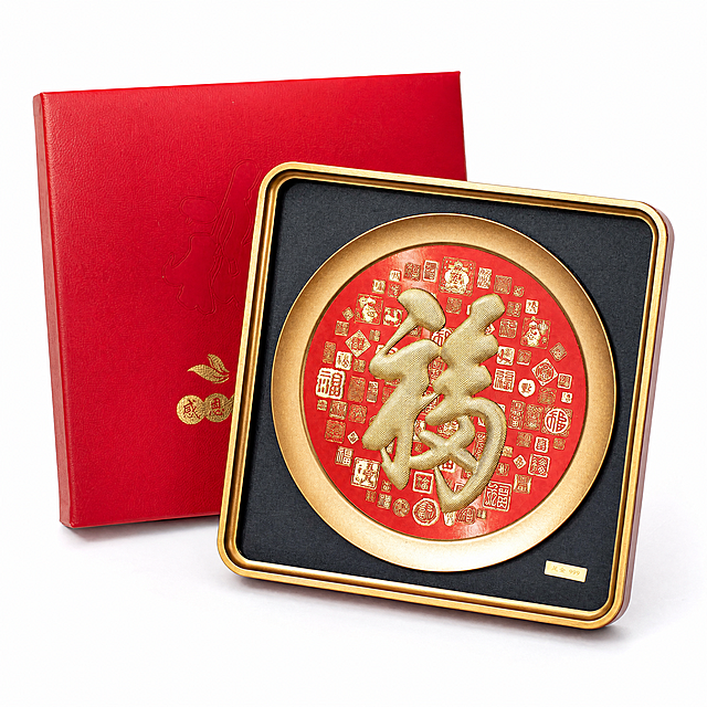 产品精修，产品置于纯白背景上，专业商业棚拍光，5500K标准中性白光，轮廓光，体积光，曝光正确，强烈真实立体感，接地处保留干净浅淡的自然接触阴影，严禁大片投影、脏灰阴影和悬浮感，主体居中，商品完整入画不裁切，商品外轮廓视觉体量约画面60%-80%，四边均匀留白约10%-20%，严禁满幅铺满与贴边顶满，极致超清画质，细节清晰锐利，4K分辨率，商业级实拍质感，保留原图真实材质与结构细节，锁定原图商品颜色，颜色以输入图为唯一参考，分段部件颜色边界按原图锁定，锁定原图商品轮廓、件数、部件位置、连接关系、标签文字和可见功能细节，只做精修不重绘结构，只保留原图可见首饰结构，锁定整体大小比例、吊坠尺寸、链条可见长度、链条粗细、链节形态、链条弧度、连接环、搭扣和小装饰件位置；链条上的可见小珠、结点、装饰颗粒、深浅色块和不规则细节按原图位置保留。保持吊坠与链条的连接关系、上下比例和居中关系，禁止补全画面外链条、延长链条、增加链段/搭扣/小元素、改变吊坠大小、加粗/变细链条、改链节样式、规则化链条细节、断链、错扣或重绘成其他款式，红色外纸盒：皮革/仿皮质感真实，皮纹和柔韧折痕按原图保留，金属边框：金属光面质感按原图锁定，高光边线清晰，反射干净但不过度镜面化，内底托：哑光/半哑光塑料质感，柔和漫反射，低高光，前侧视图，标准透视校正，正常透视焦段，保持同类机位，比例1:1