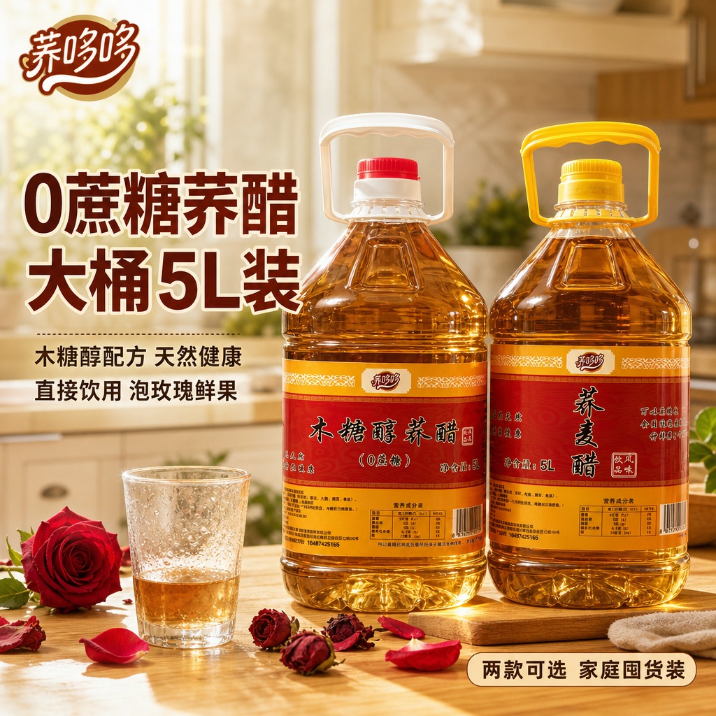 [主图-1] 首图点击率图，主题为荞哆哆木糖醇荞醋与荞麦醋双款… - 图片创意预览