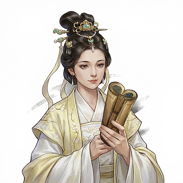 照片的比例和尺寸不做修改，人物的动作和造型不做修改，衣服和发饰、发型贴近金庸小说中的王语嫣，人物的五官和神情贴近女明星颜丹晨