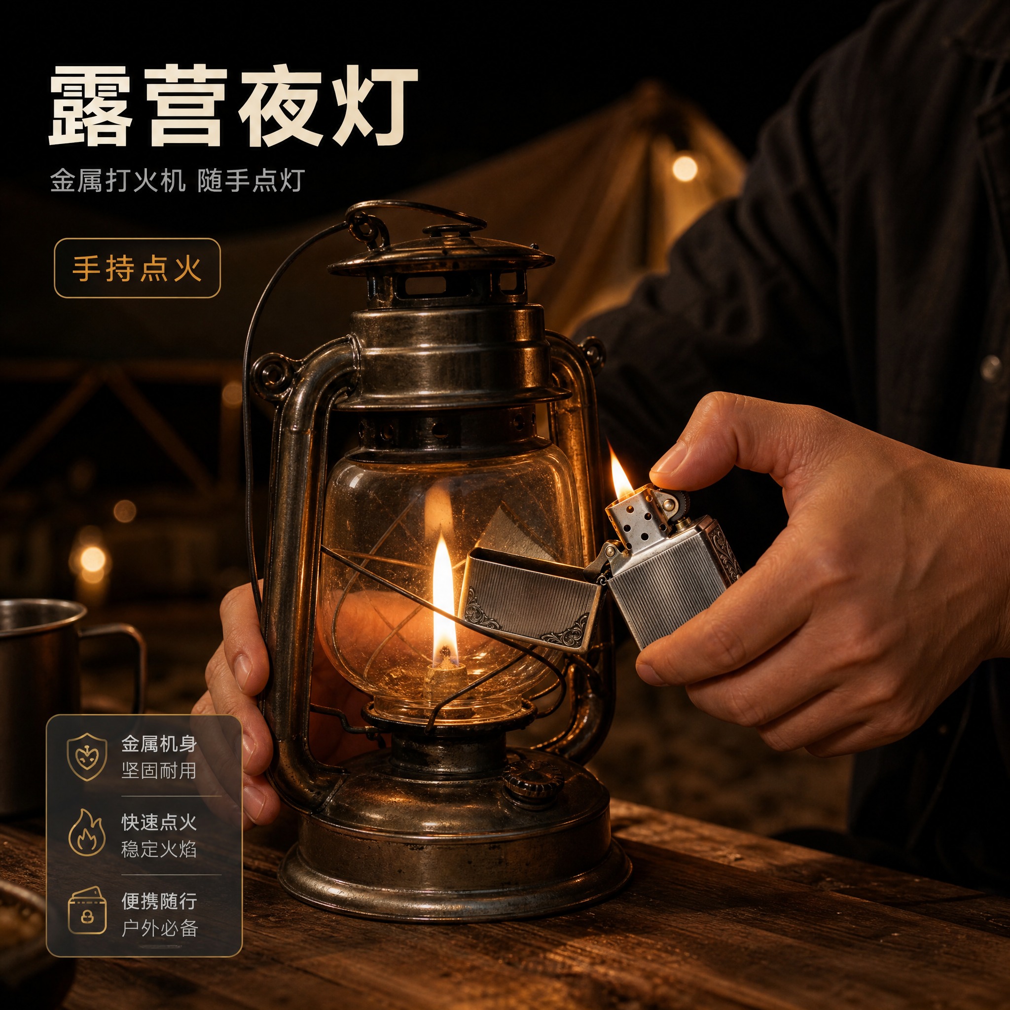 [主图-4] 复古雕花金属打火机 真人使用场景图，唯一任务是展… - 图片创意预览