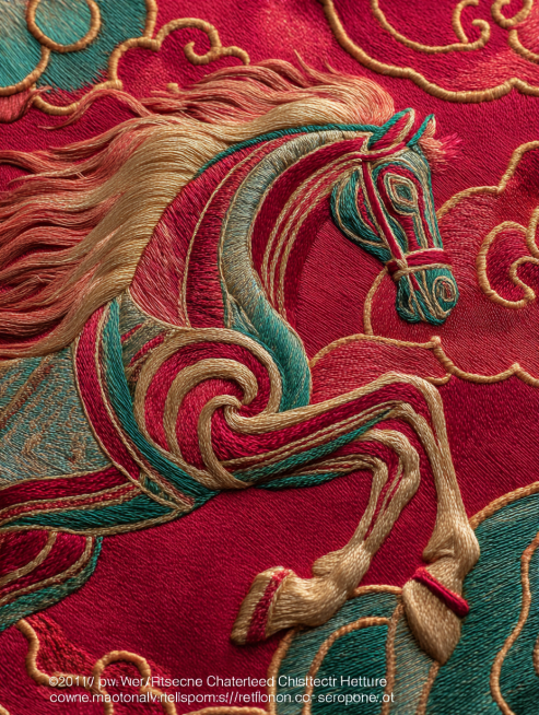 Capture the moment a galloping horse is as fast as the wind. Embroidery threads blend colors, with g预览效果