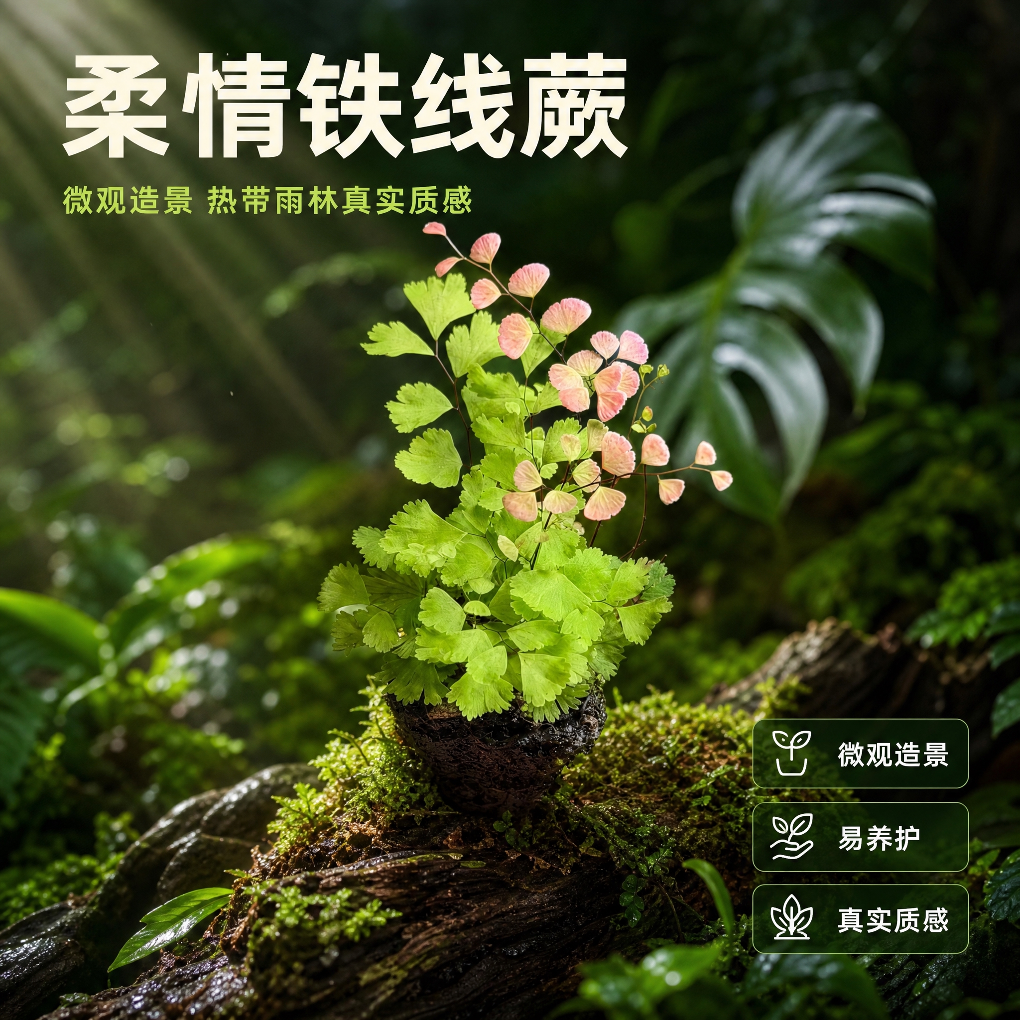 [主图-1] 热带雨林氛围英雄主图，展示柔情铁线蕨微观造景的整… - 图片创意预览