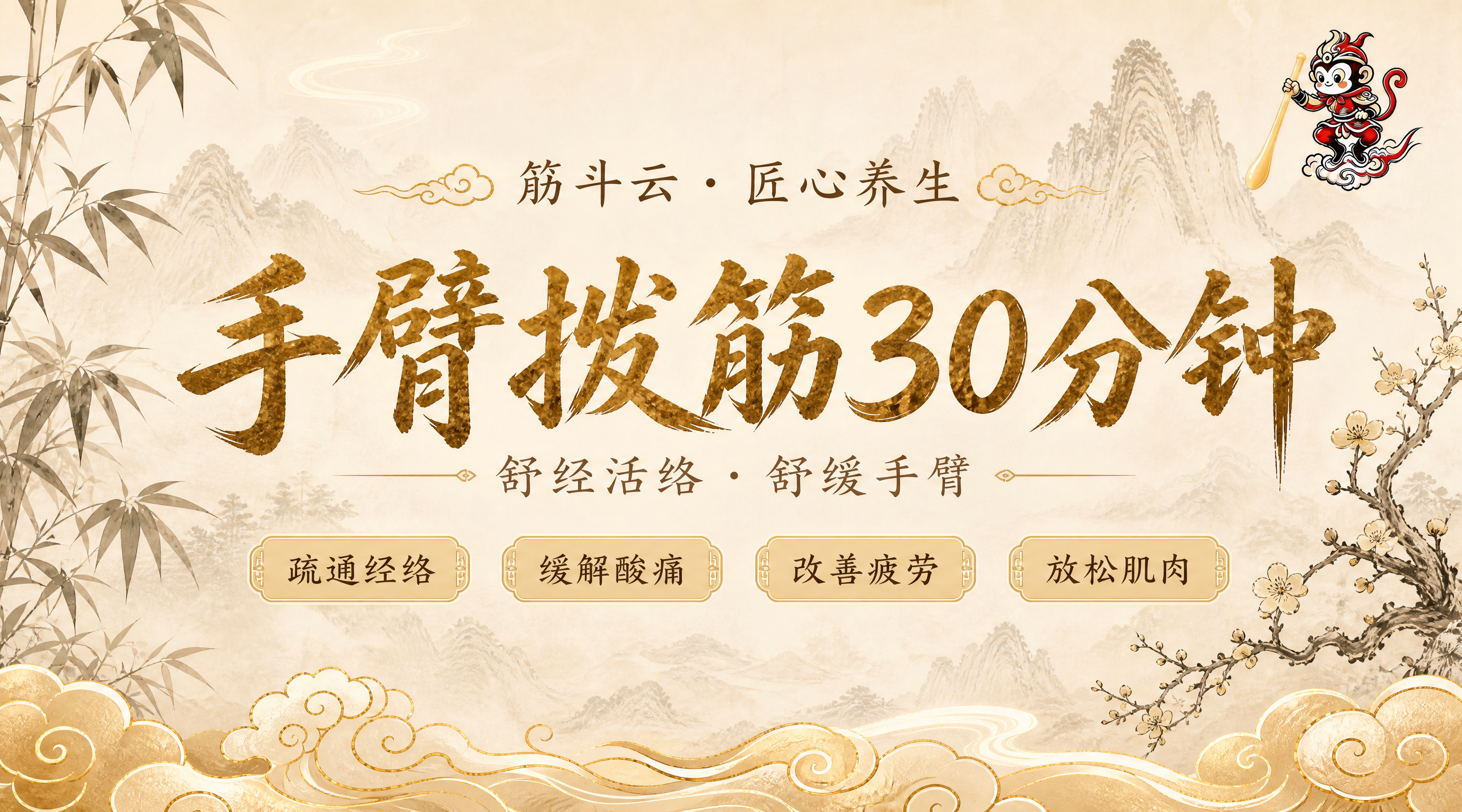 高端新中式养生风格团购详情页顶部Banner，16:9横版构图… - 图片创意预览