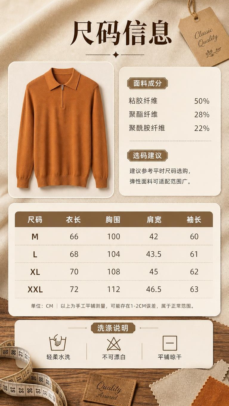 [商品] 使用【图3】焦糖橙色半拉链翻领针织衫；商品处理：保留… - 图片创意预览