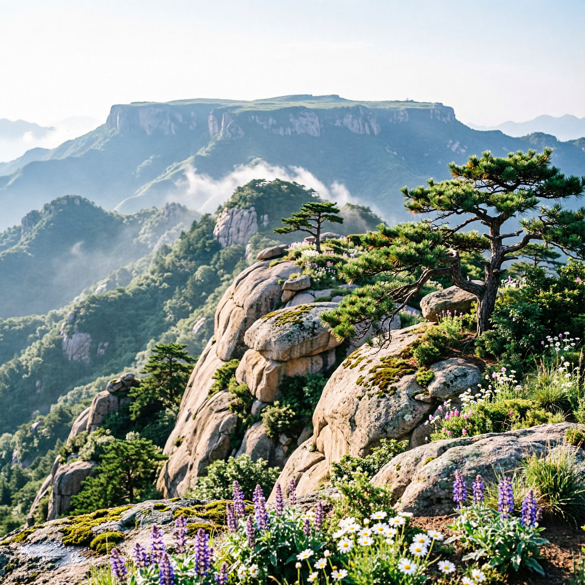 平顶山风景，山顶平坦开阔，自然山水风光，高清写实风格 - 图片创意预览