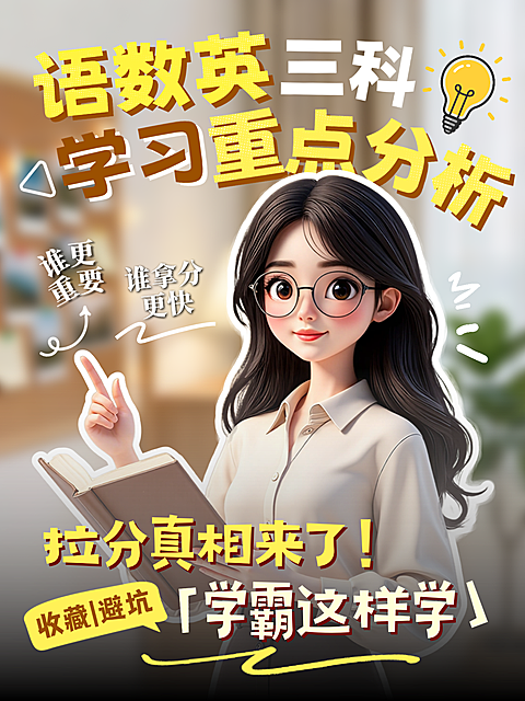 k12教育培训语数英学习提分指南分享小红书人像封面