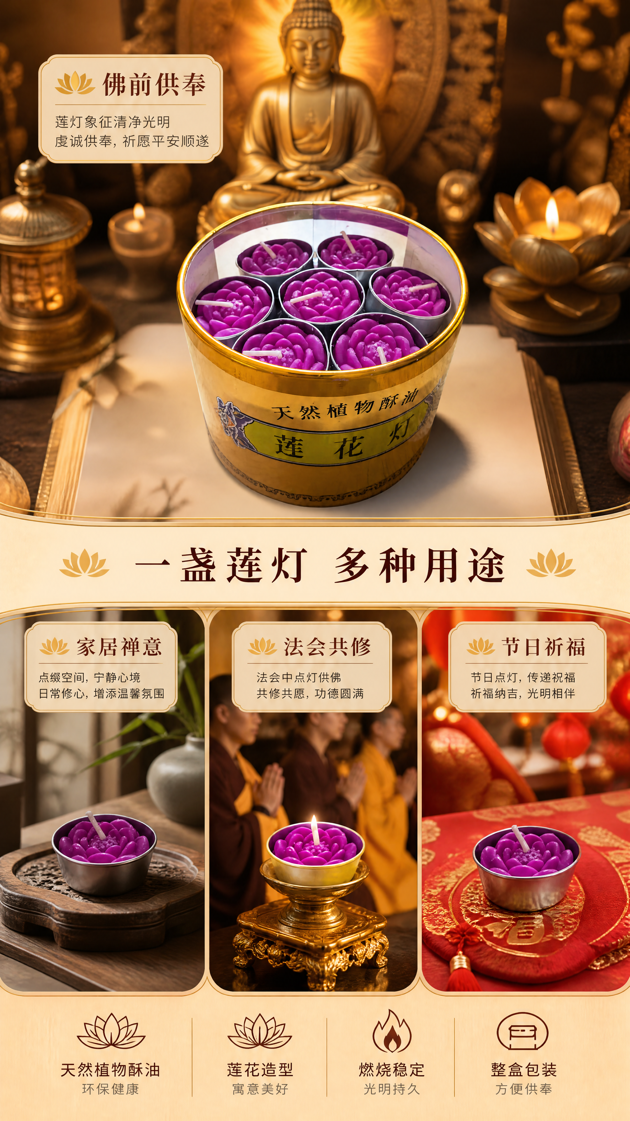[商品] 使用【图1】整盒与【图2】单盏莲花酥油灯；保留产品原… - 图片创意预览