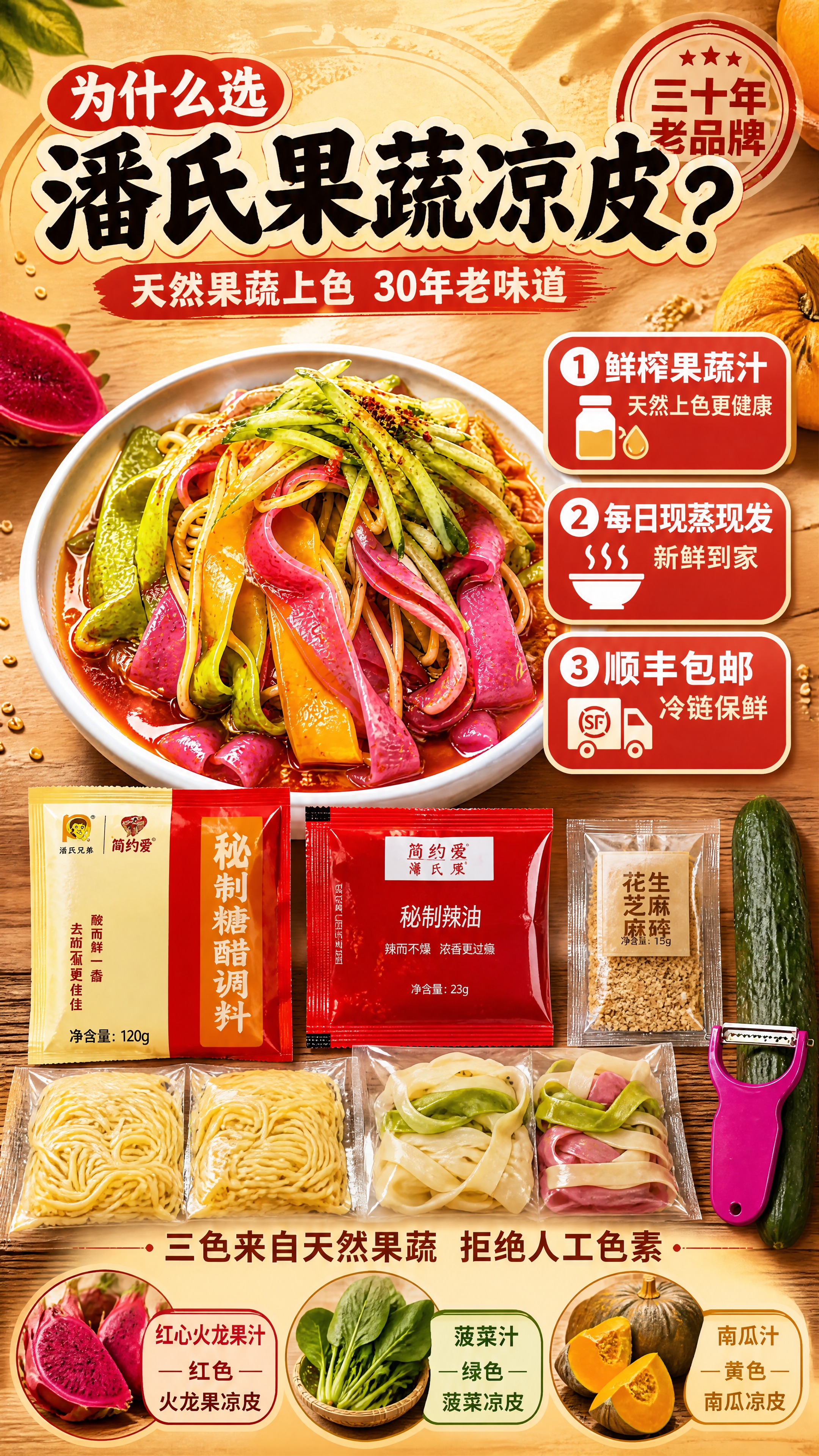 [商品] 使用【图1】三色果蔬凉皮凉面成品碗与【图3】料包组合… - 图片创意预览