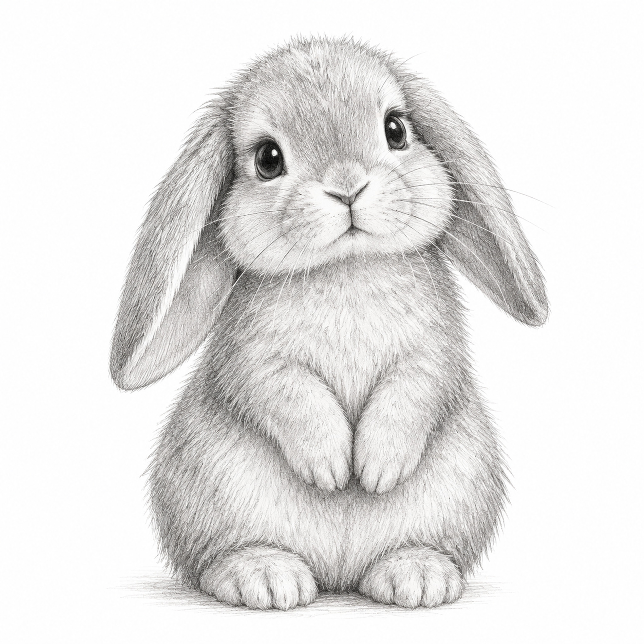 一只可爱的兔子素描画，铅笔手绘风格，细腻的线条勾勒出兔子的毛发… - 图片创意预览