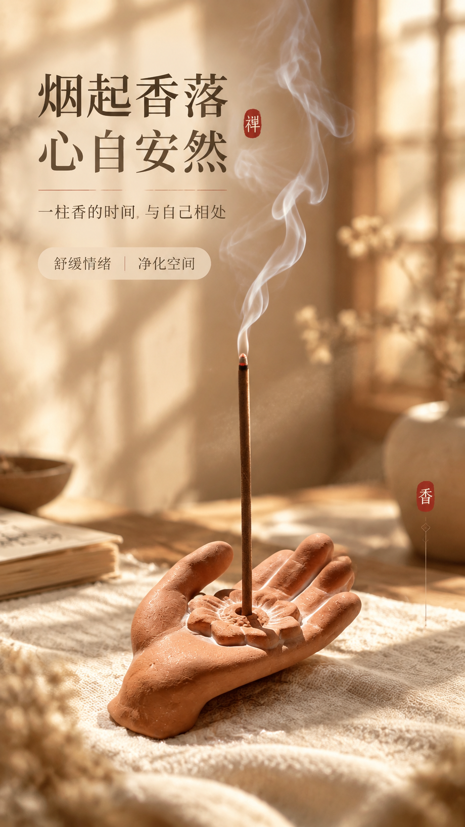 [商品] 使用【图1】佛手粗陶香插与藏香；保留佛手香插陶土红棕… - 图片创意预览