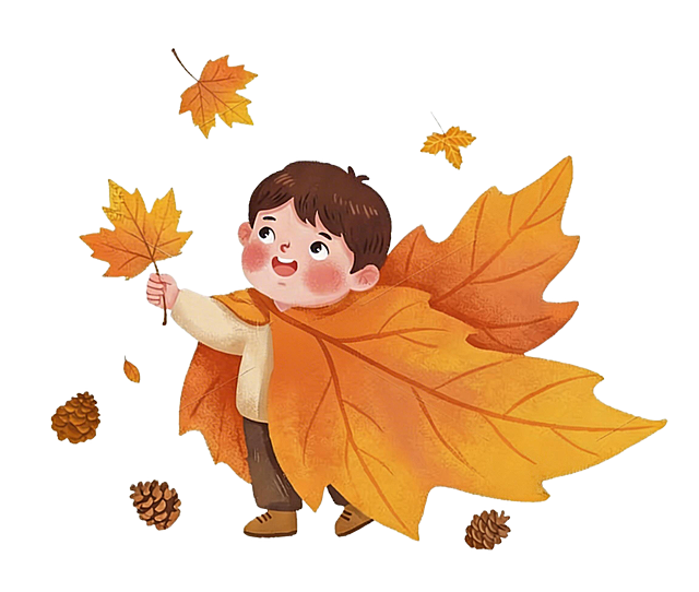 去除图片中人物和枫叶上的所有水印，保留原图的其他所有内容、风格和元素不变