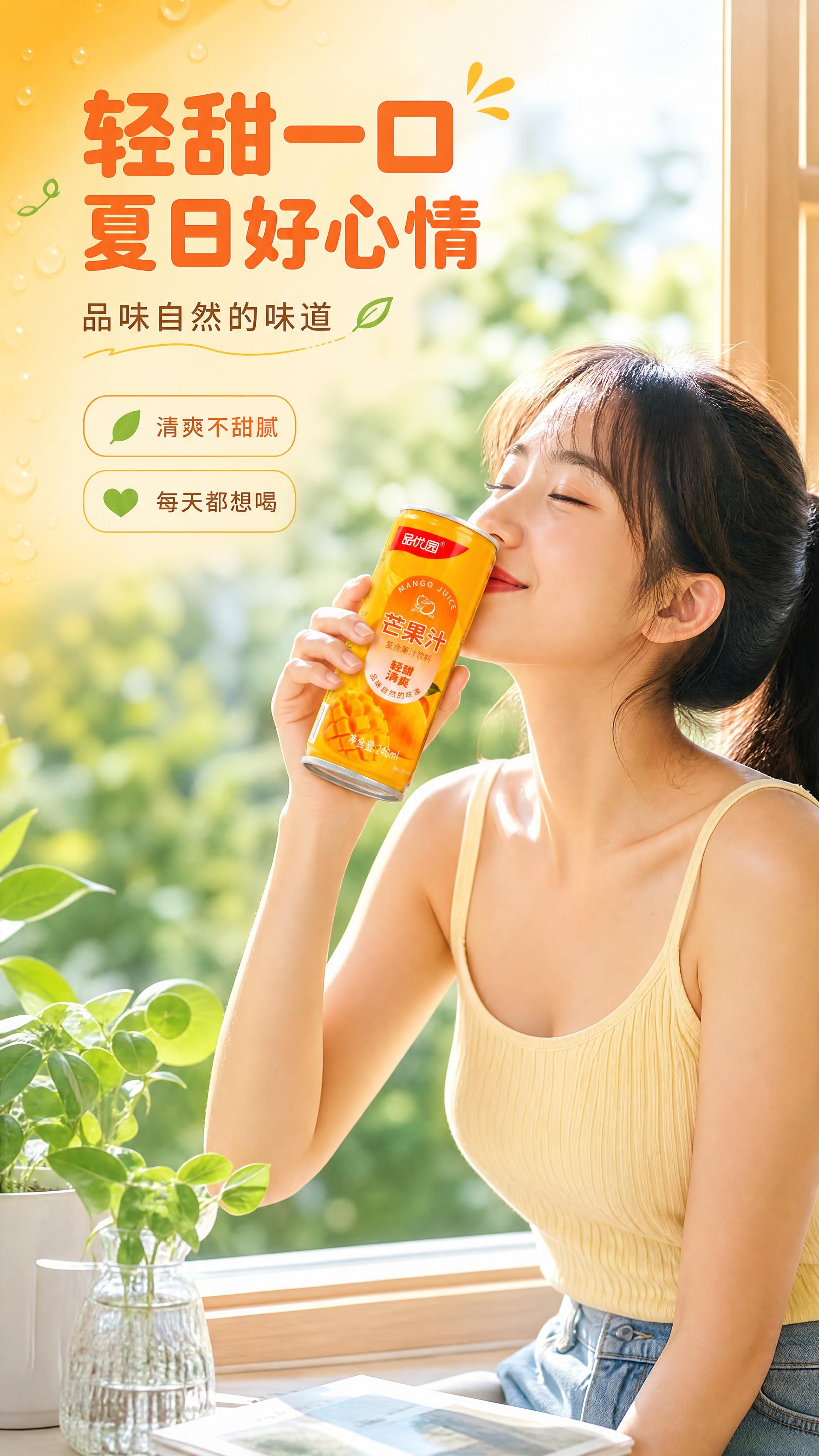 [商品] 使用【图1】品优园芒果汁240ml单罐；保留罐体完整… - 图片创意预览