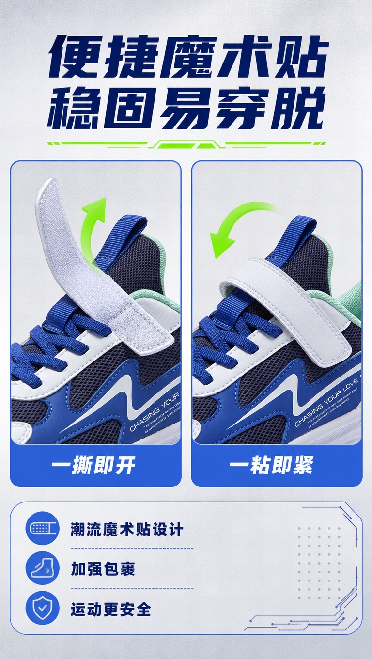 [商品] 使用【图12】蓝绿配色361°KIDS儿童跑鞋（魔术… - 图片创意预览