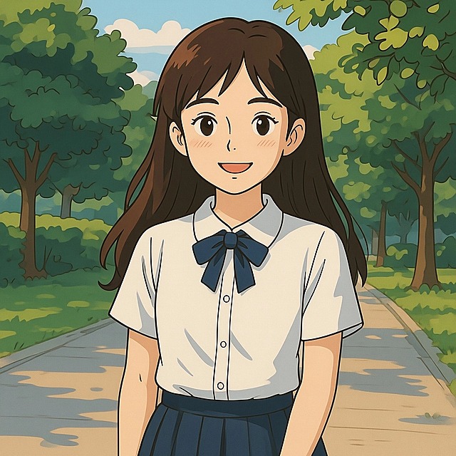 图片中的人物换成扁平插画风格，宫崎骏风格。