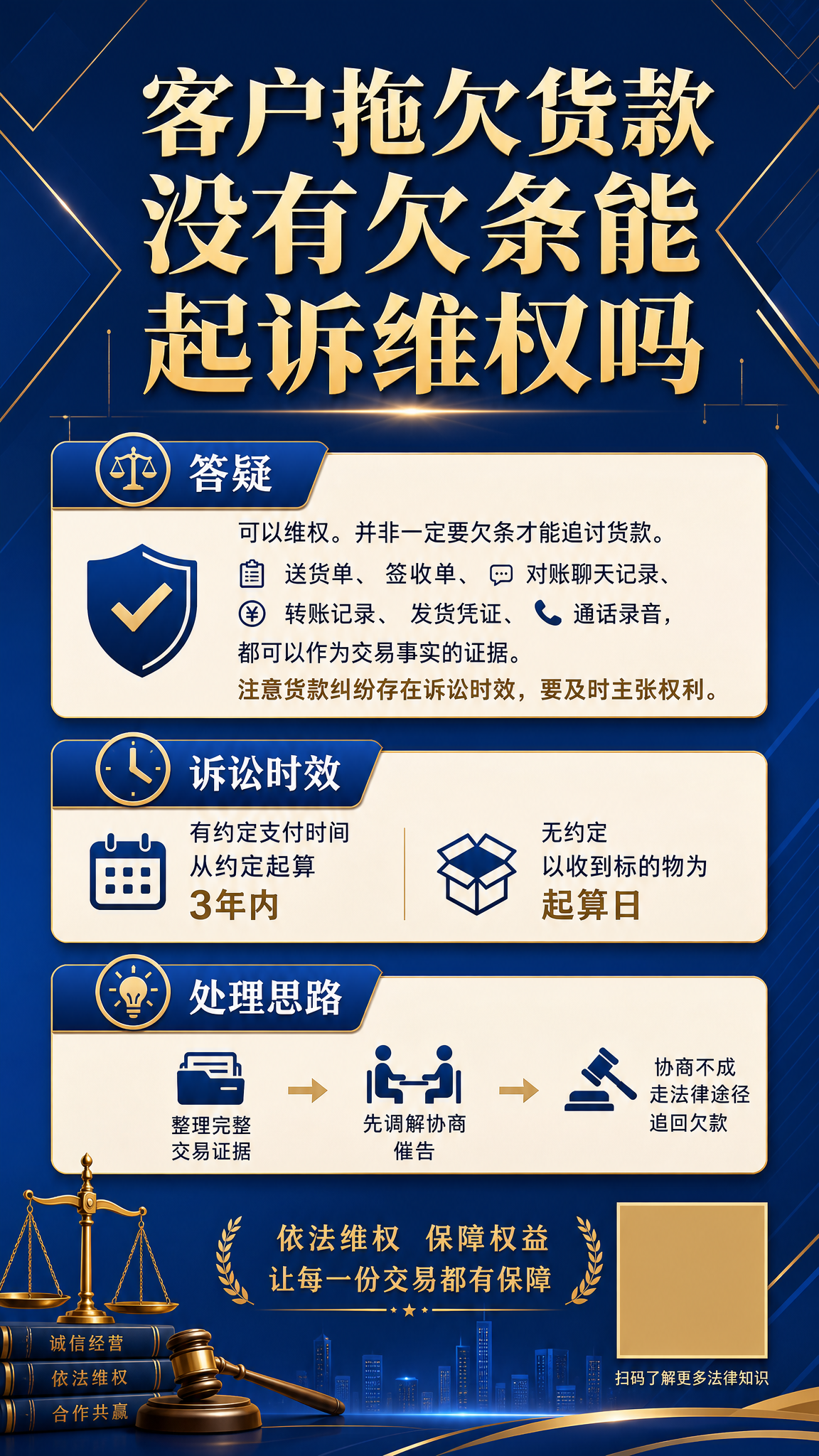 法律知识宣传海报，竖版9比16比例，深蓝色与金色主色调，庄重正… - 图片创意预览