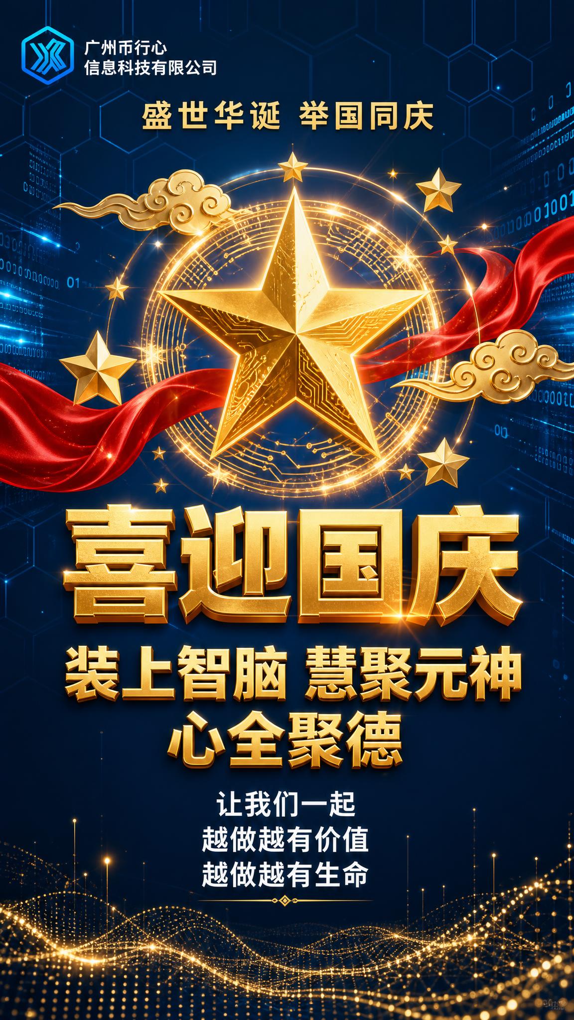 基于参考图的版式骨架和科技感风格，将中秋主题改为国庆节日贺卡。… - 图片创意预览