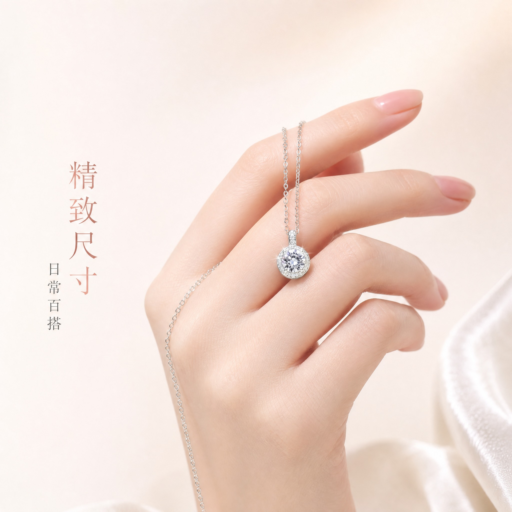 [主图-5] 尺度与佩戴比例 手模展示吊坠大小与佩戴手感 [统… - 图片创意预览