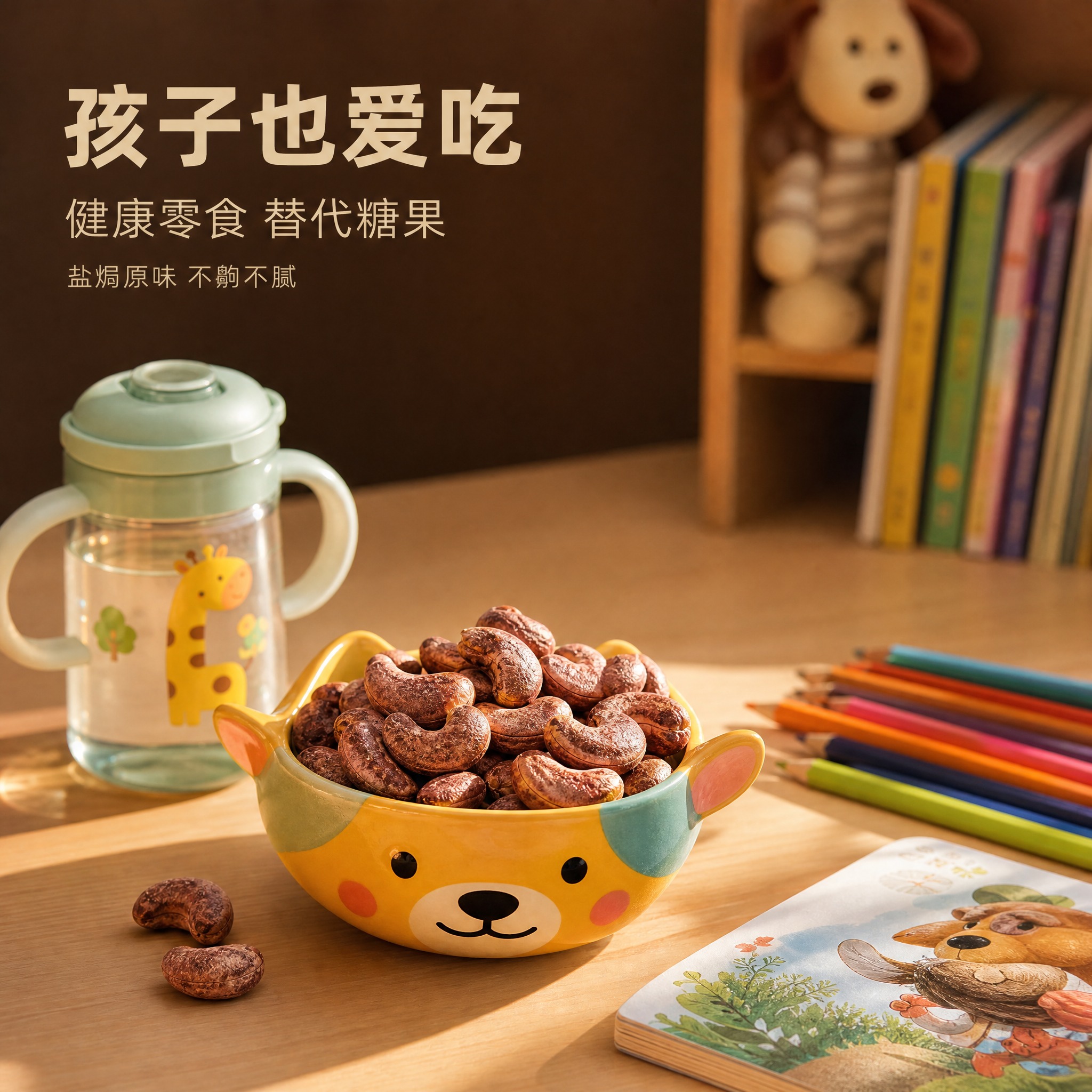 [主图-10] 紫衣盐焗腰果儿童健康零食功能图，突出孩子爱吃的… - 图片创意预览