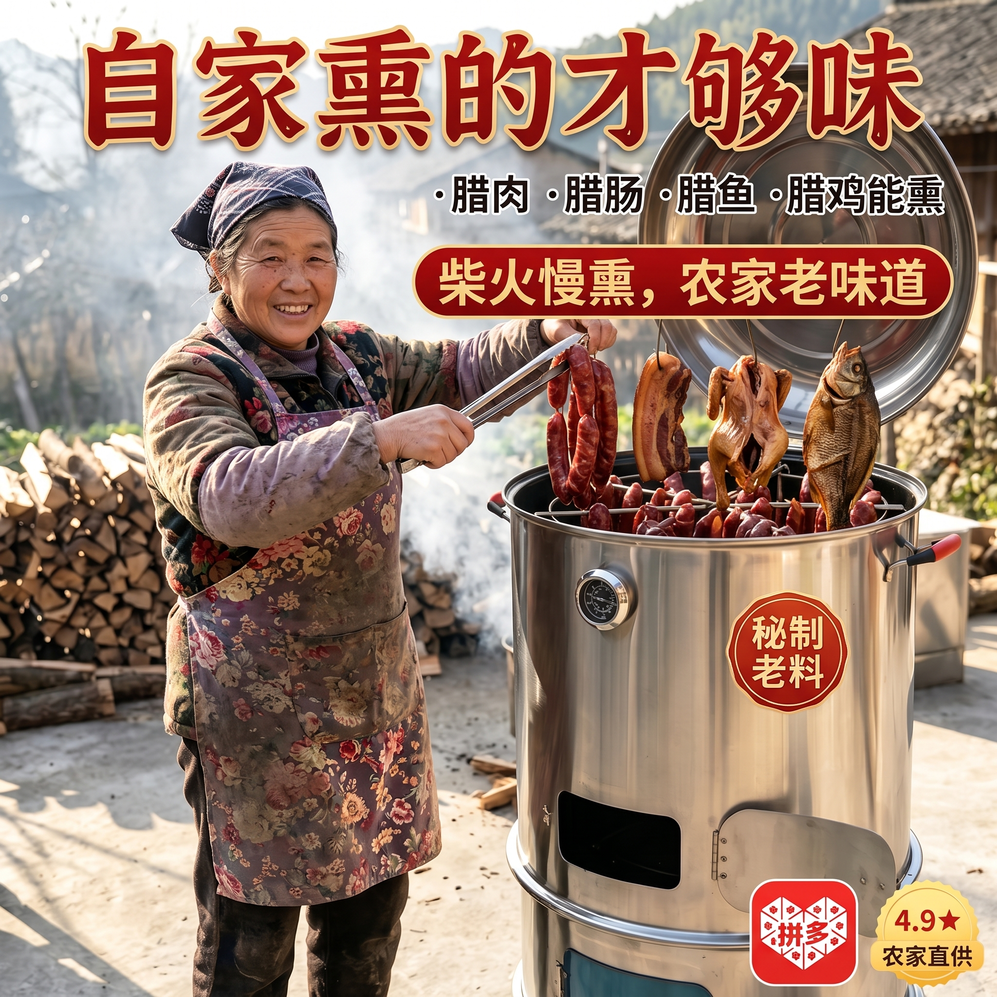 图中的人物换成啊湖南、四川，嗯等与熏腊肉地区的呃典型的农家妇女… - 图片创意预览