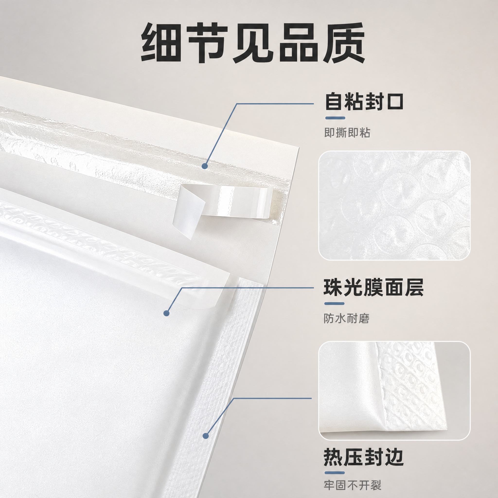 [主图-3] 材质细节与品质 展示信封袋的材质做工、封口设计与… - 图片创意预览