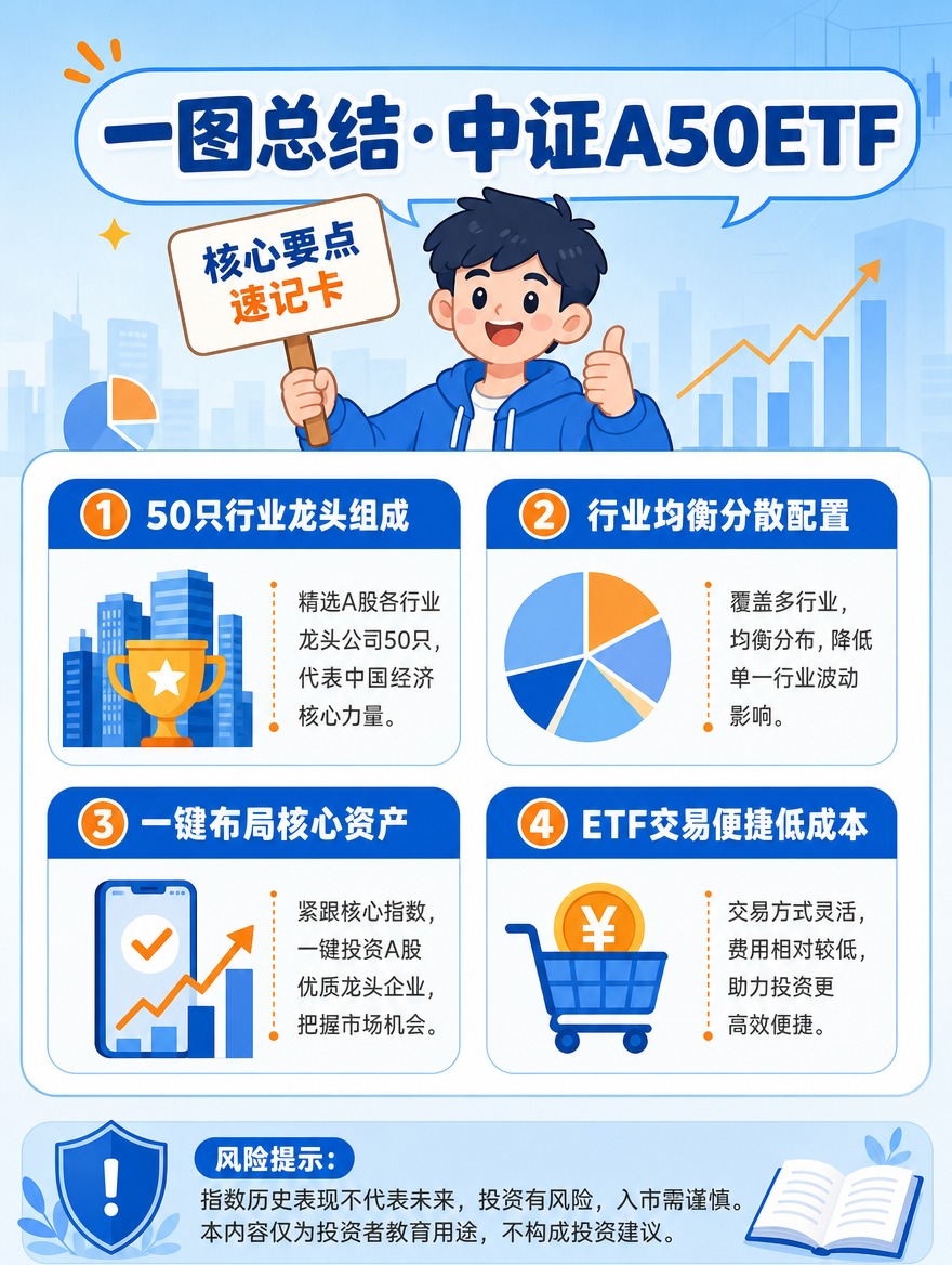 [商品] 无实物商品，主题为中证A50ETF投教长图文总结页… - 图片创意预览