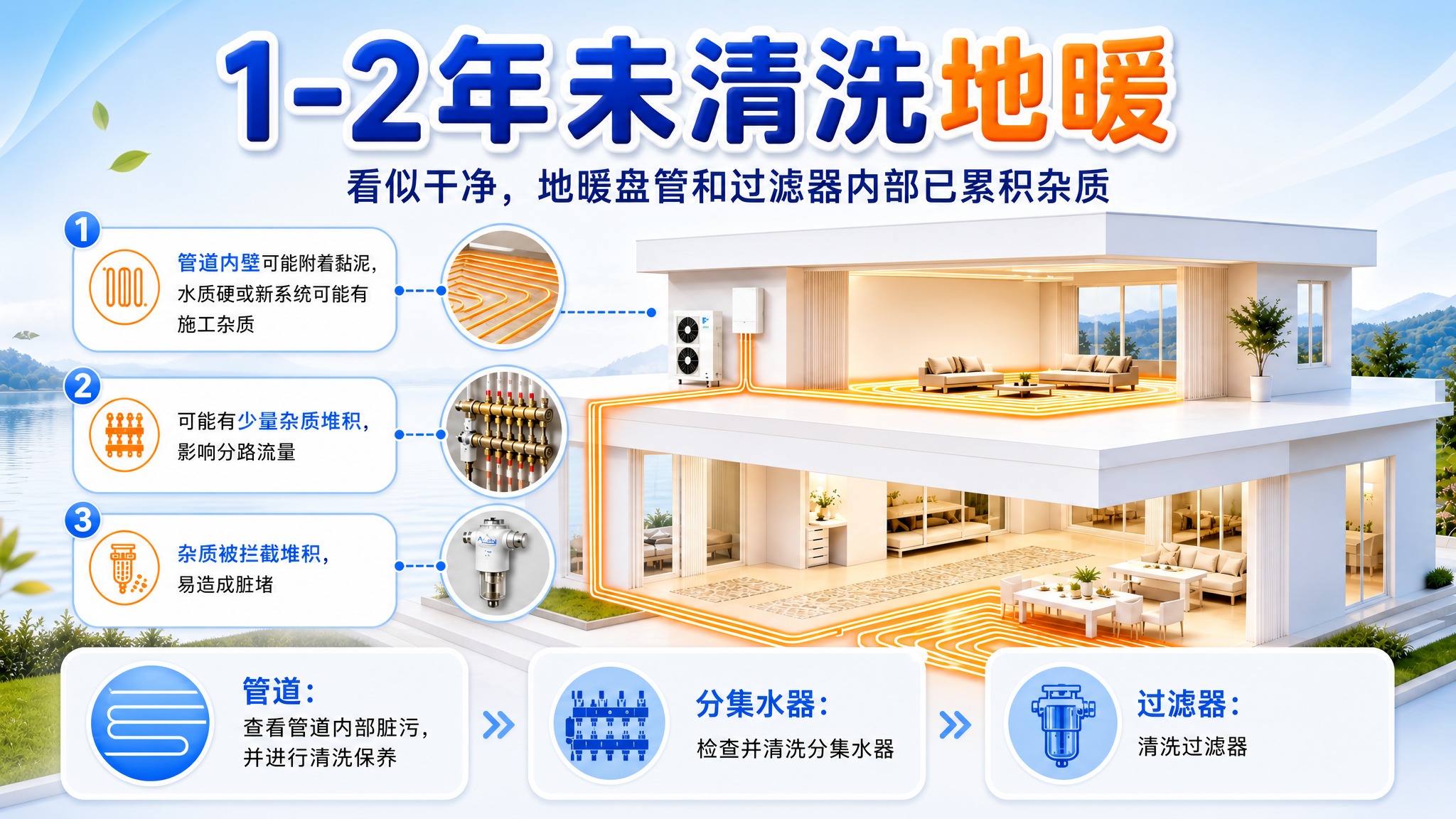 进一步优化这张地暖科普海报：1) 彻底移除画面中所有二维码、二… - 图片创意预览