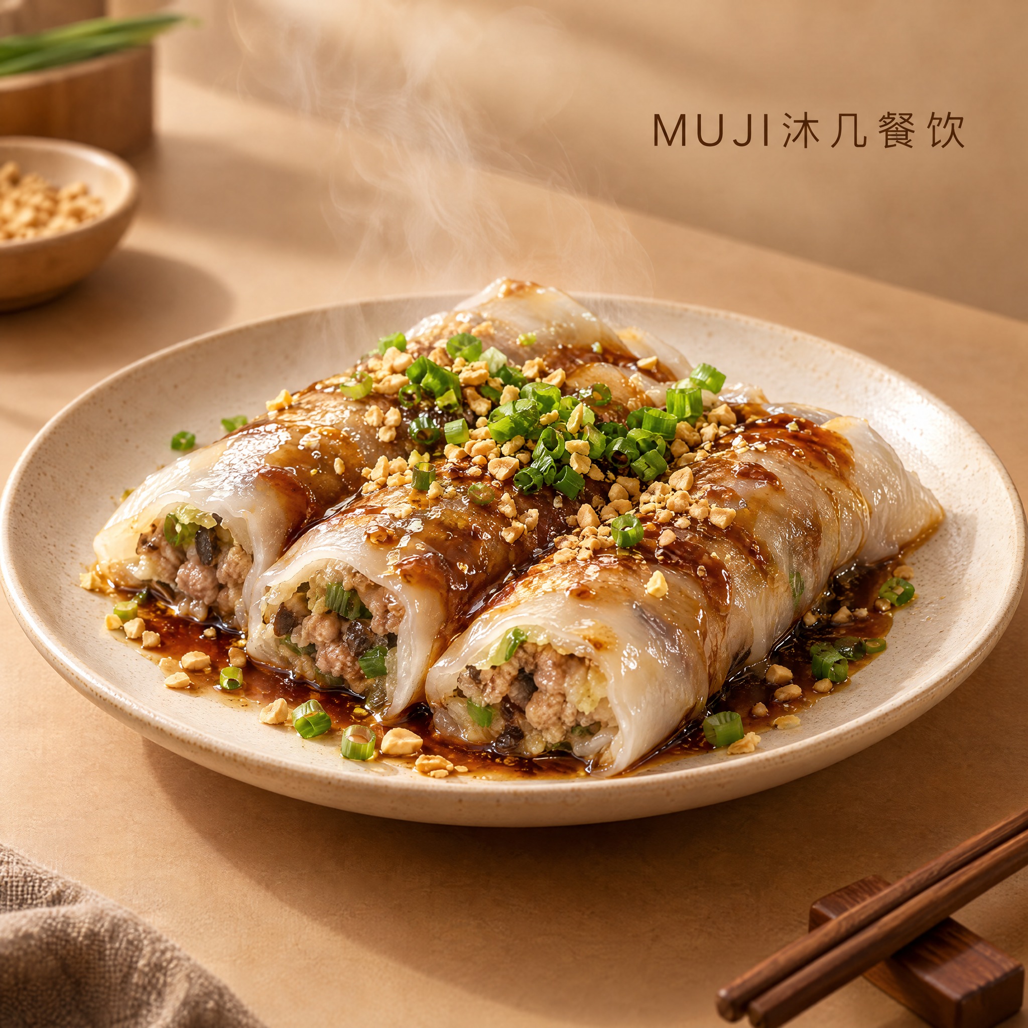 餐饮品牌头像设计，品牌名为"MUJI沐几餐饮"，主打广西卷筒粉… - 图片创意预览