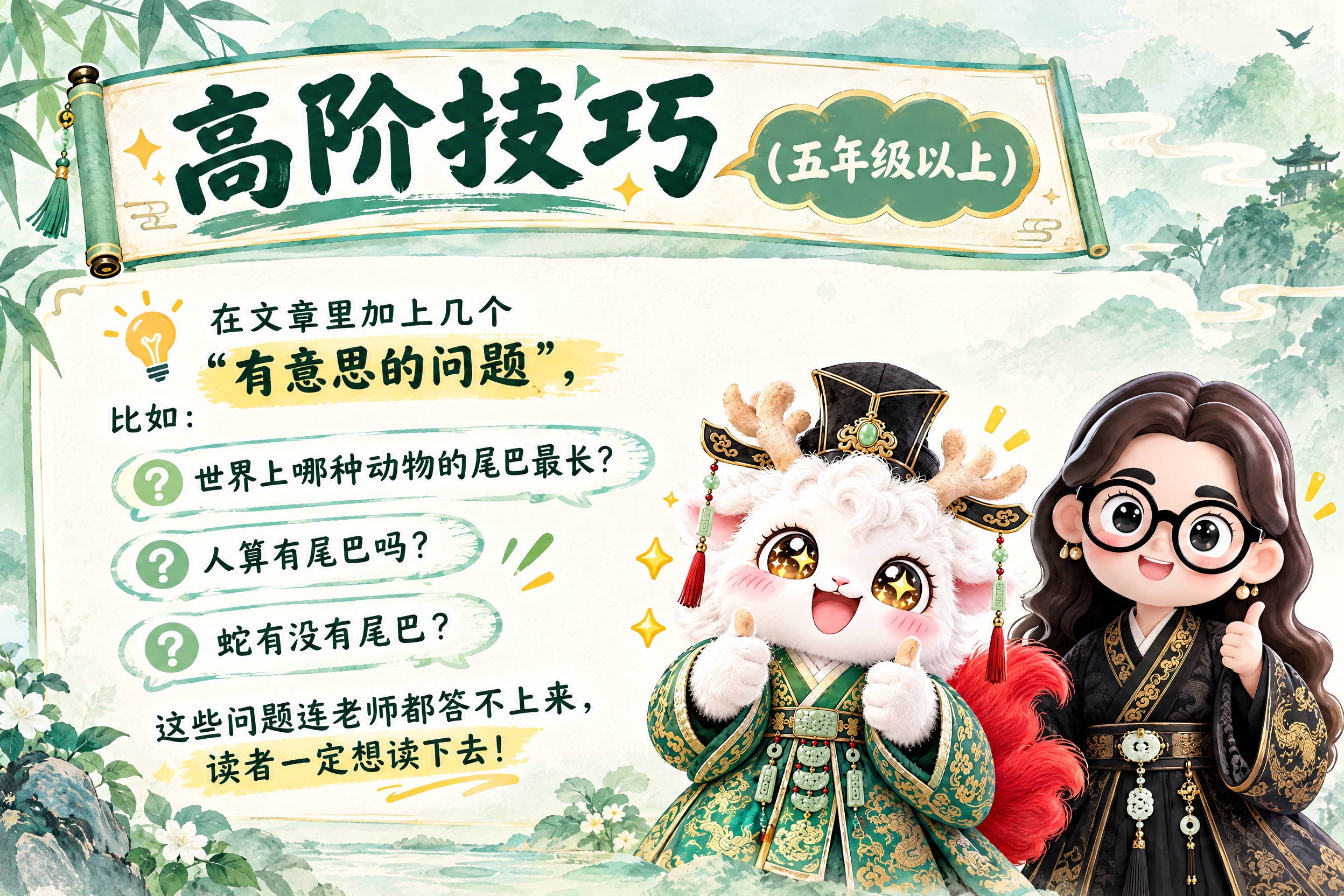 横版6寸比例的知识卡片设计，标题为"高阶技巧（五年级以上）"，… - 图片创意预览