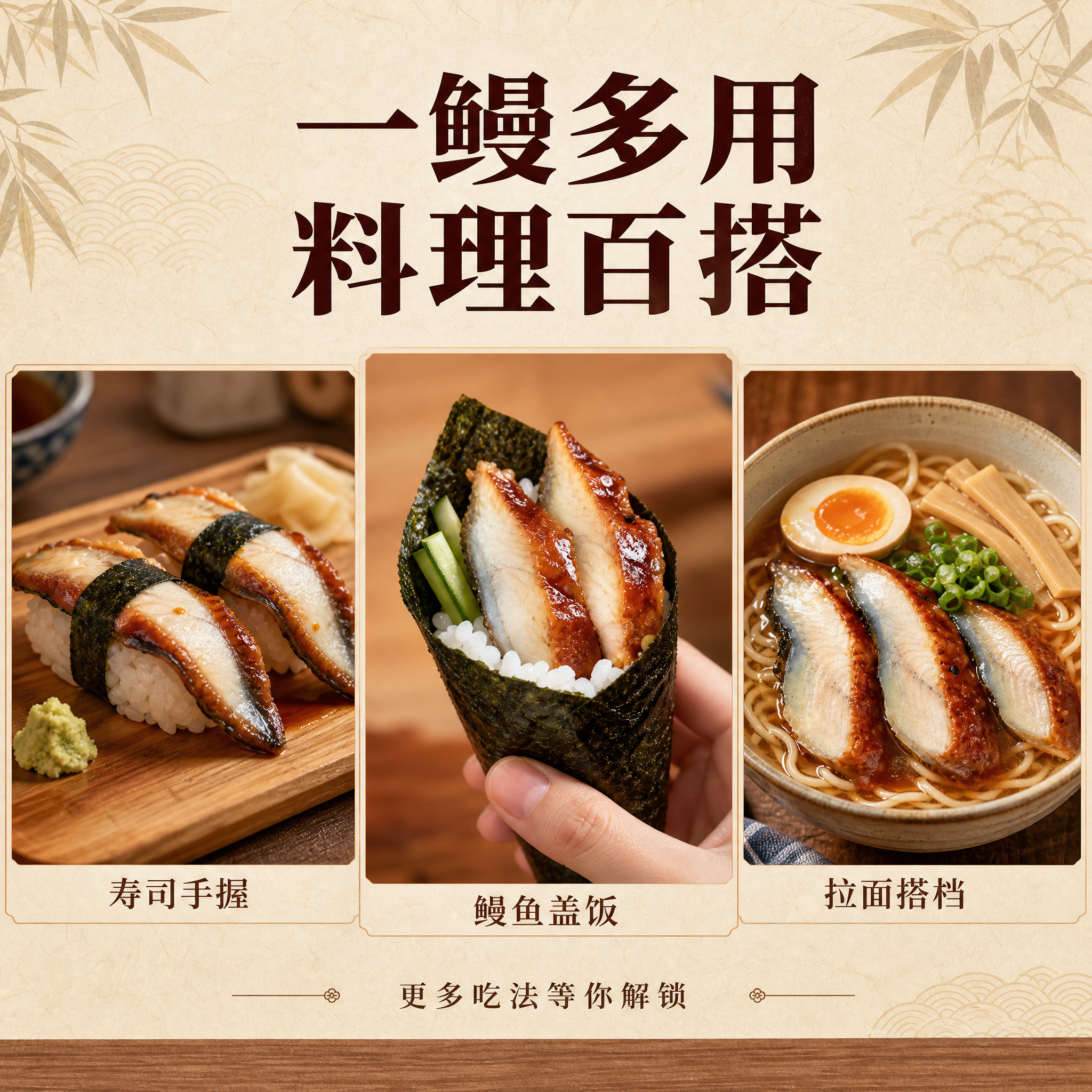 [主图-4] 一鳗多用场景图，主题为一鳗多用 百变料理，展示多… - 图片创意预览