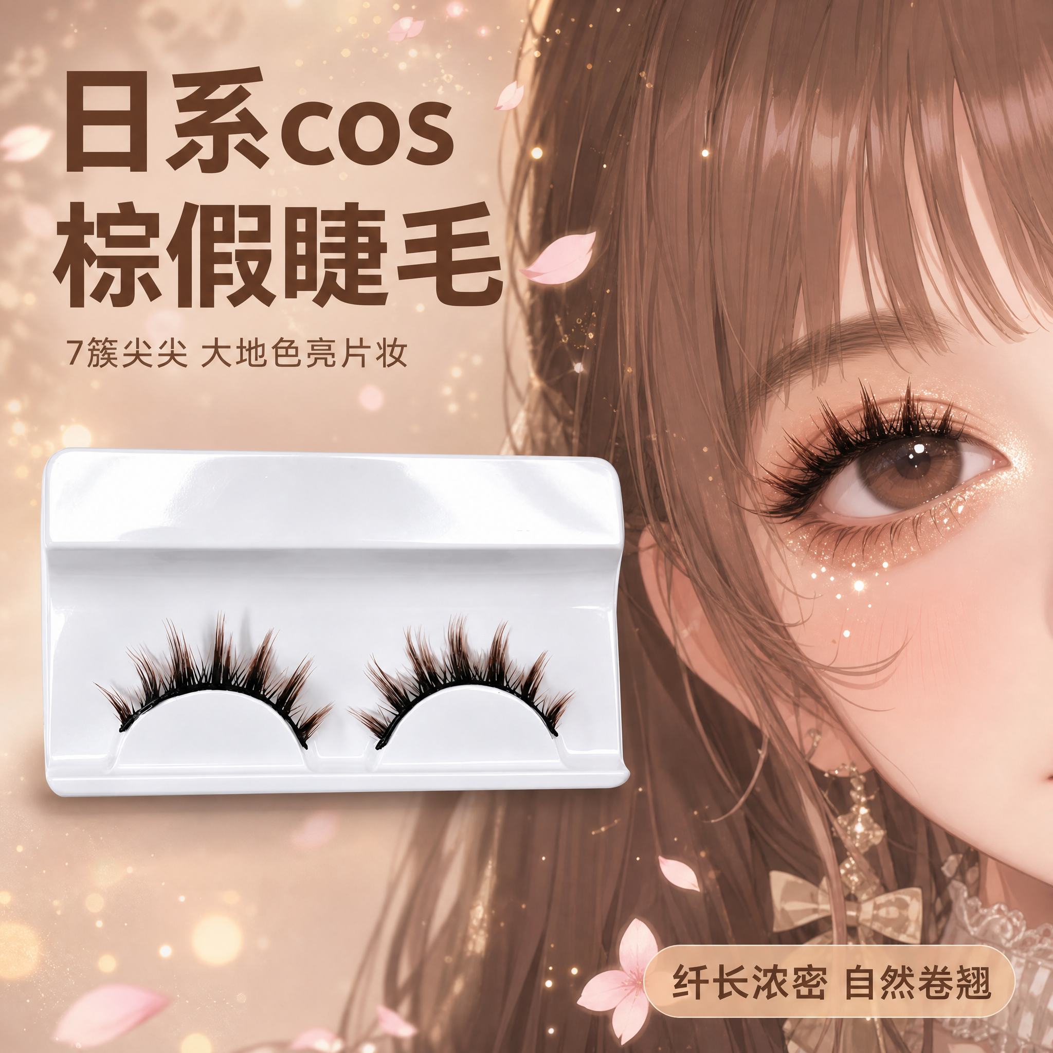 [主图-1] 棕色假睫毛 动漫日系少女cos风首图 7簇尖尖形… - 图片创意预览