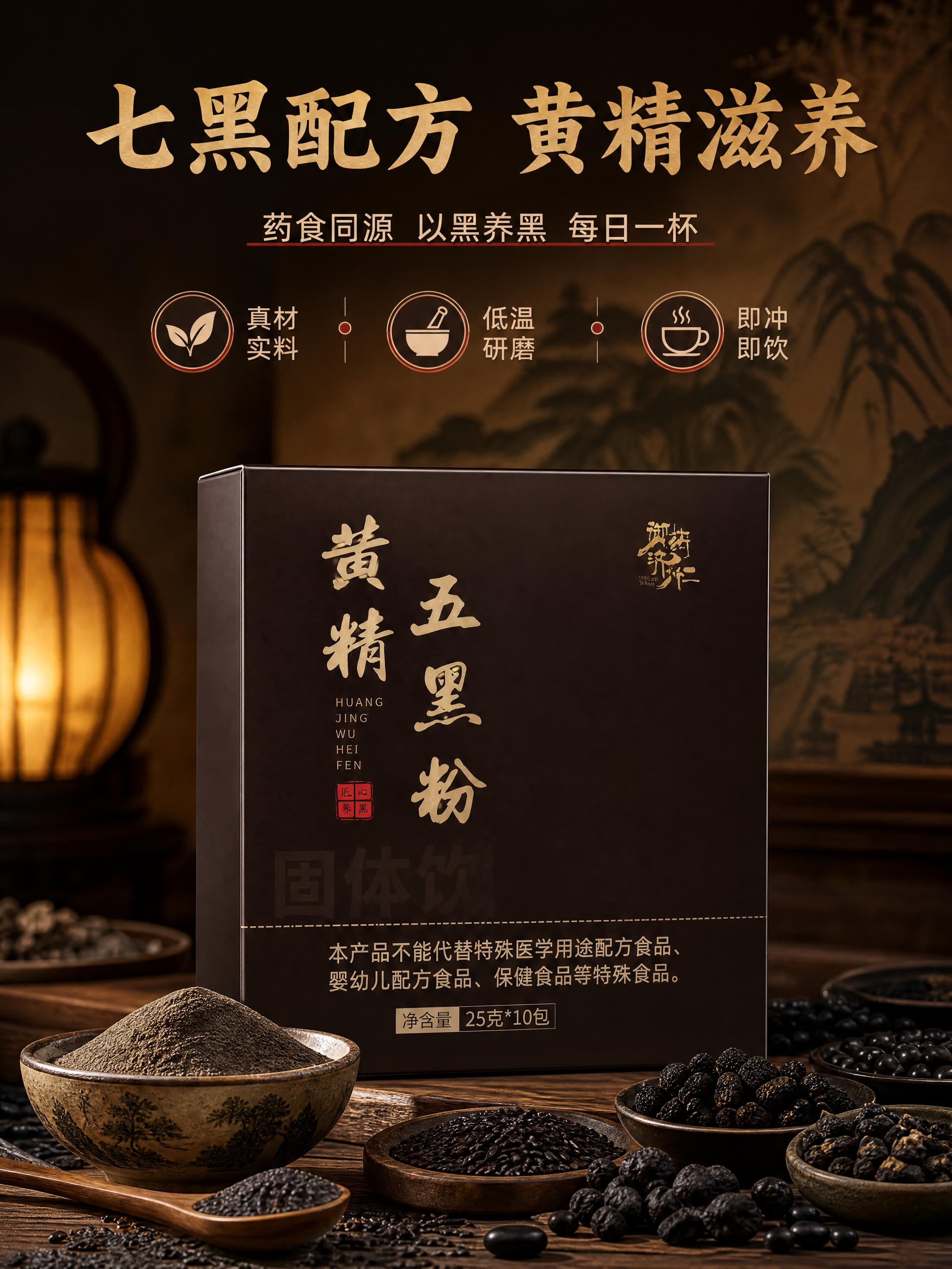 [商品] 使用【图1】黄精五黑粉深棕色包装盒正面；保留包装盒结… - 图片创意预览