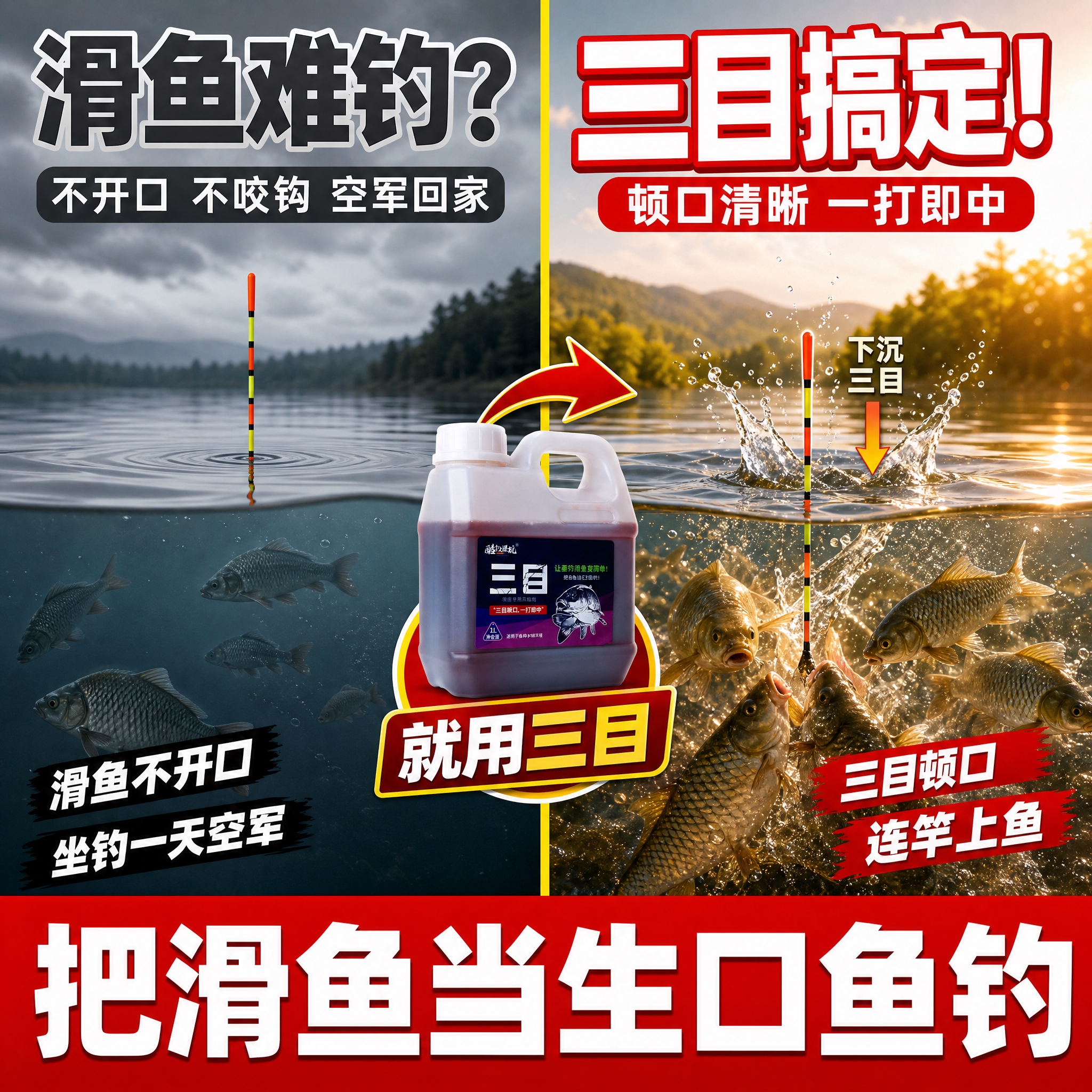 [主图-2] 效果对比 不用药vs用三目 滑鱼开口对比。拼多多… - 图片创意预览